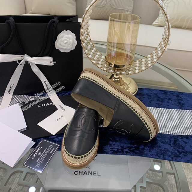 CHANEL頂級代購版漁夫鞋 香奈兒羊皮漁夫鞋草編鞋 dx3563